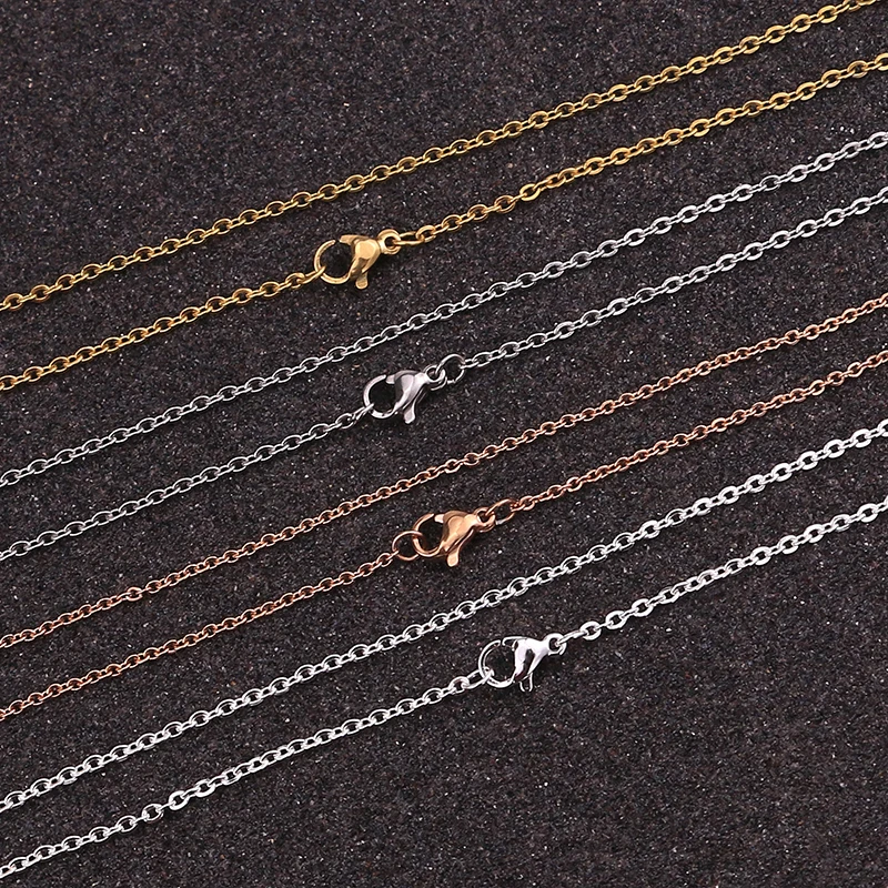 

10pcs/lot 45cm Stainless Steel Rose Gold Link Cable Chains Necklaces for Woman Jewelry Making Cubana Chain Wholesale Bulk Initia
