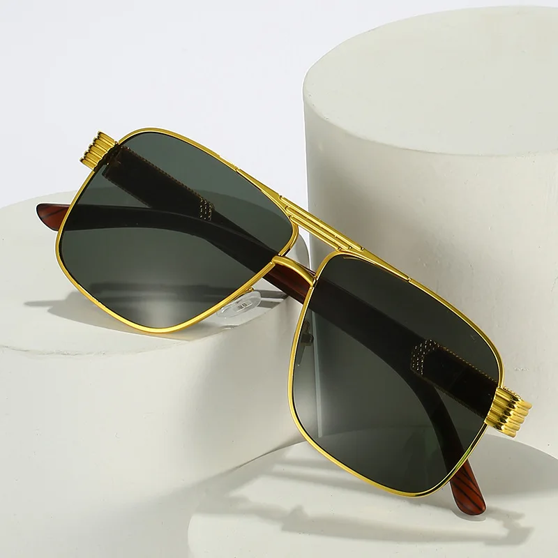 

Square Men And Women Sunglasses Large Frame Double Beam Sunscreen Glasses Fashion Square Metal Frame Sunglasses UV400