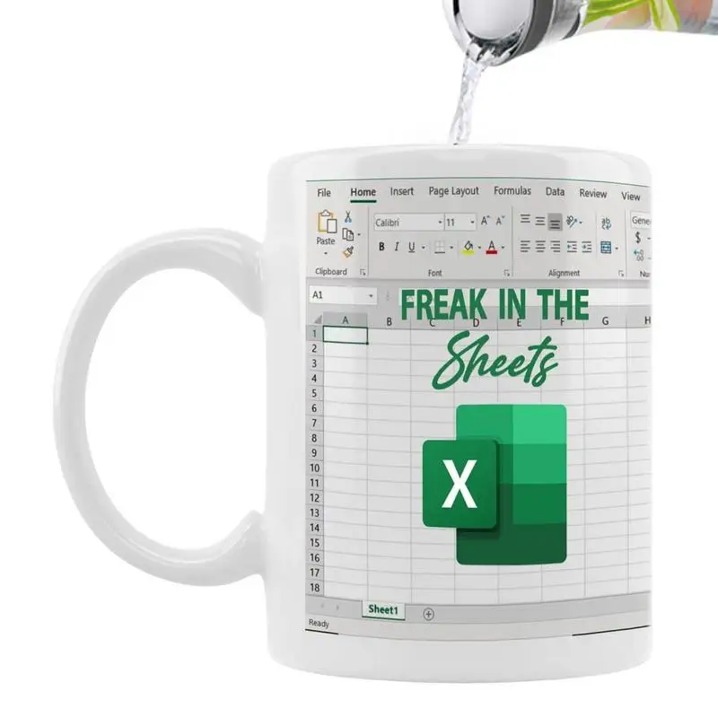 

Кружка с забавными чернилами Freak In The Spreadsheets, забавная керамическая кофейная кружка с напечатанными чернилами, креативная кружка с надёжным...