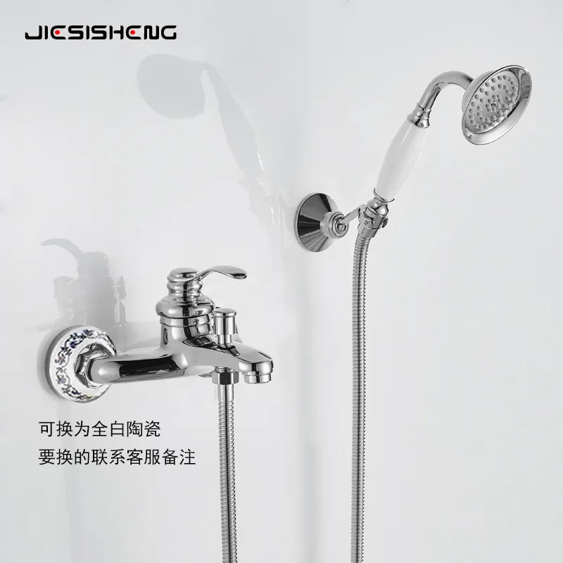 

Простой душевой набор из античной латуни без накладного распыления, ручная душевая насадка, бытовой в настенный смеситель для ванны