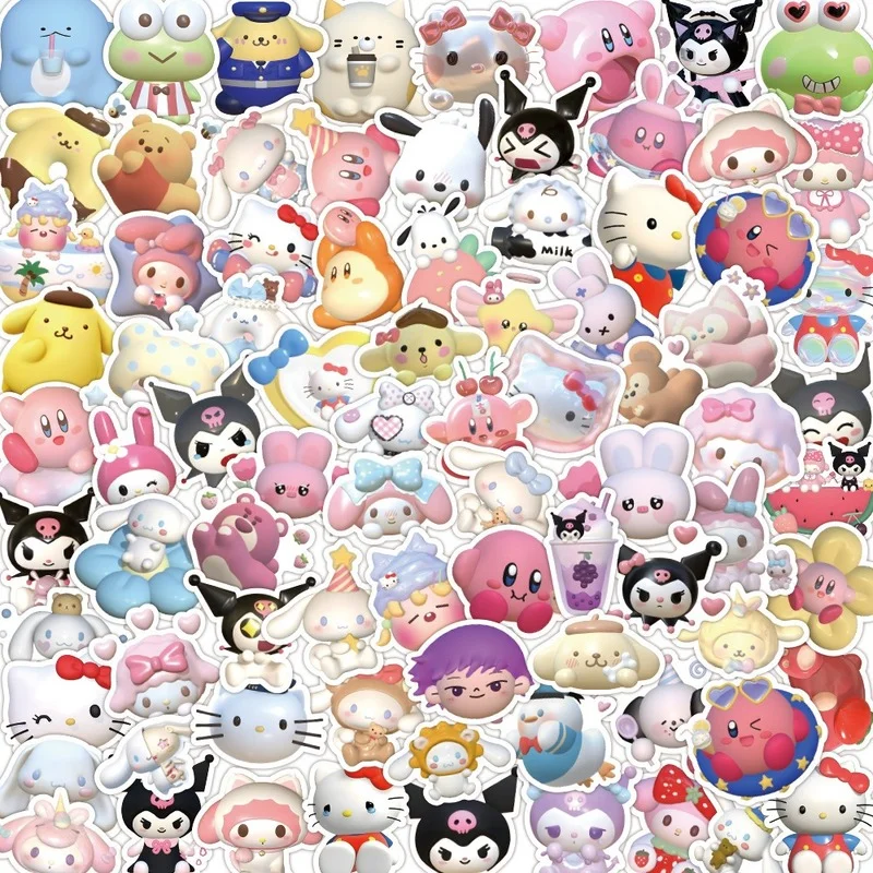 

60 3D Kawaii Sanrio avatar мобильный телефон shell water cup notebook, милые детские водонепроницаемые наклейки для украшения учетной записи