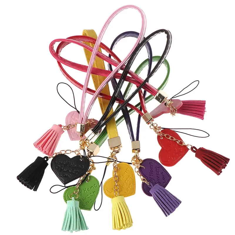 

1pc Love Heart Tassel Hand Wrist Lanyard Phone Straps Camera USB Flash Drives String Keychains