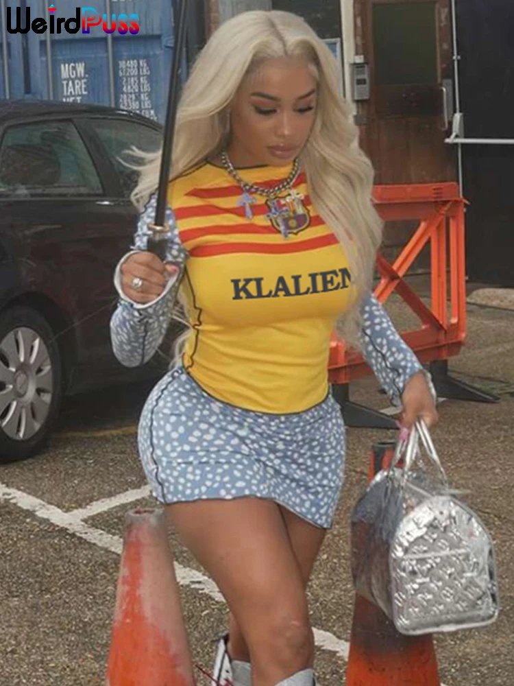 Женский Комплект Из 2 Предметов Повседневный Короткий Топ С Принтом И Юбкой В