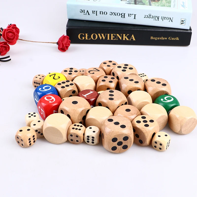 

6pcs 6 Sided Wood Dice Point Round Corner Cube Tabe Games Party Board Game Toys