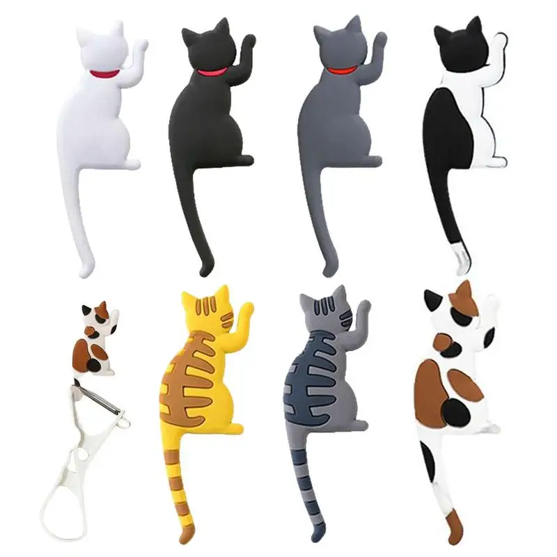 

Creative Cartoon Cat Tail Hook Kitchen Fridge Magnet Key Holder Towel Hanger Bendable Home Office Storage Decoration 7pcs