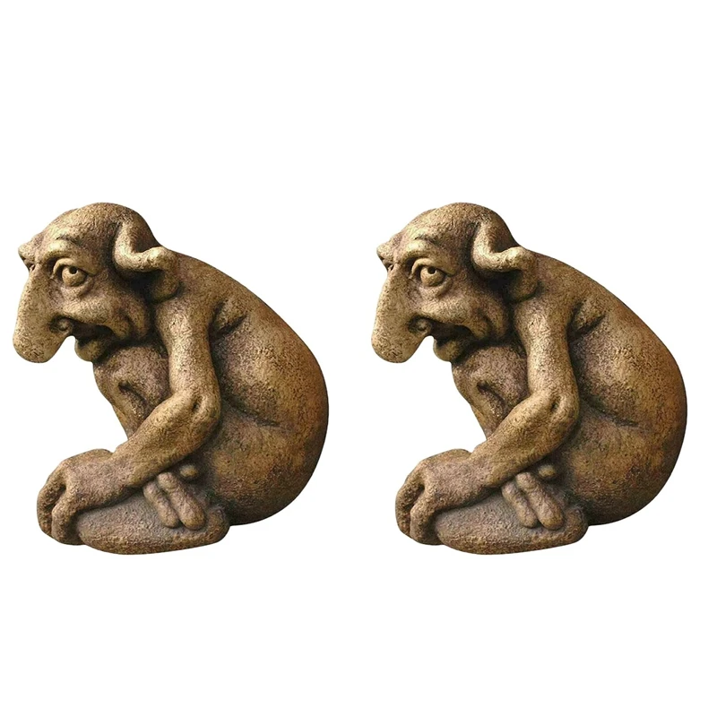 

2X Garden Gargoyle Statue Naughty House Buddys Home Ornaments Decoration And Whimsical Gargoyle Homeland
