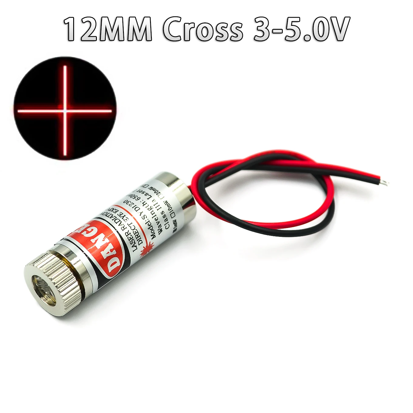 Головка лазерного модуля 650 нм 5 МВт с красной точкой/линией/крестом стеклянная