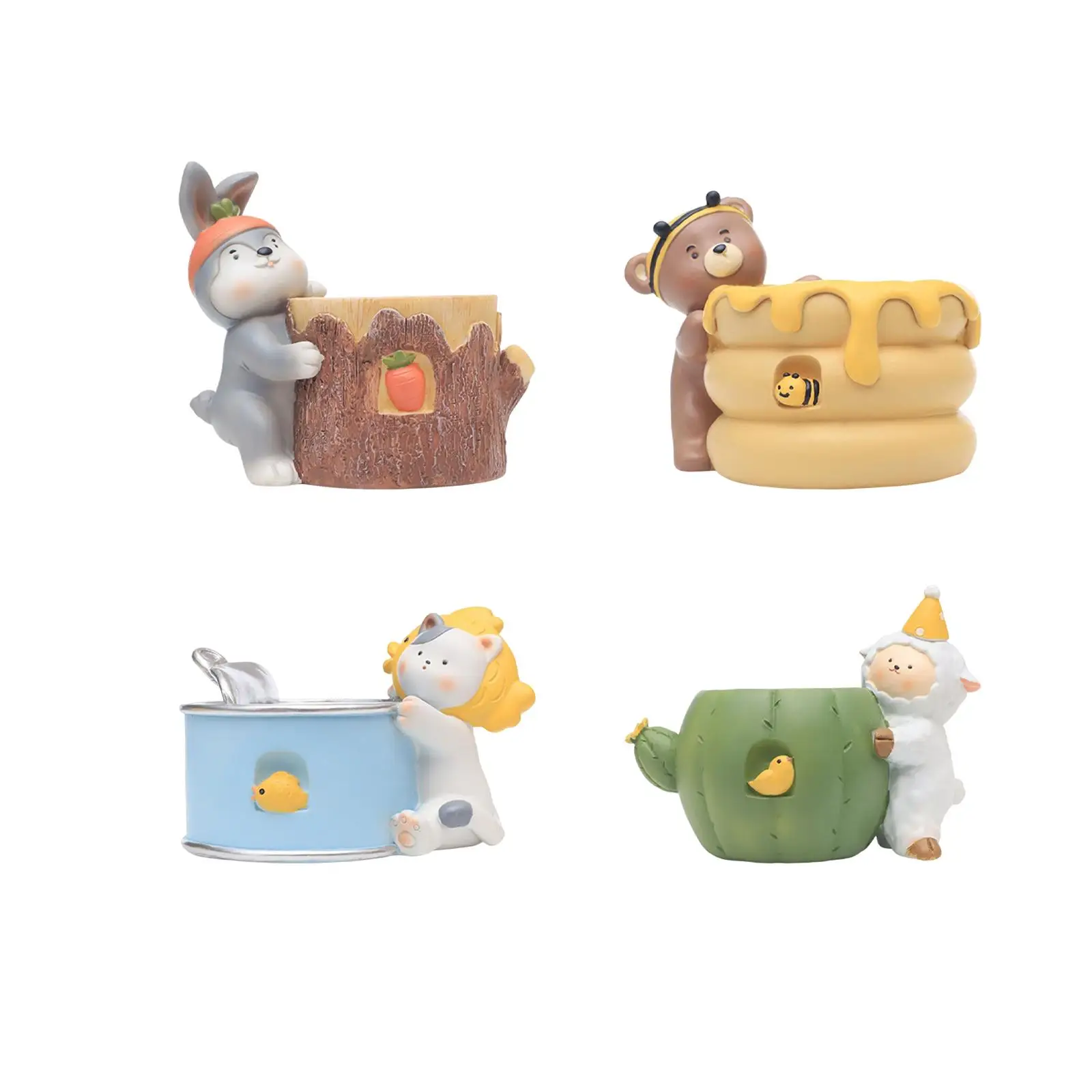 

Lovely Flower Pot Resin Crafts with Drain Hole Ornament Flower Container for Desk Indoor Outdoor Windowsill Housewarming Gifts