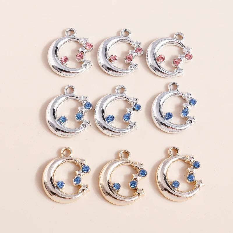 

10pcs 14x17mm Alloy Crystal Moon Charms Pendants for Jewelry Making Drop Earrings Necklaces DIY Bracelets Crafts Accessories
