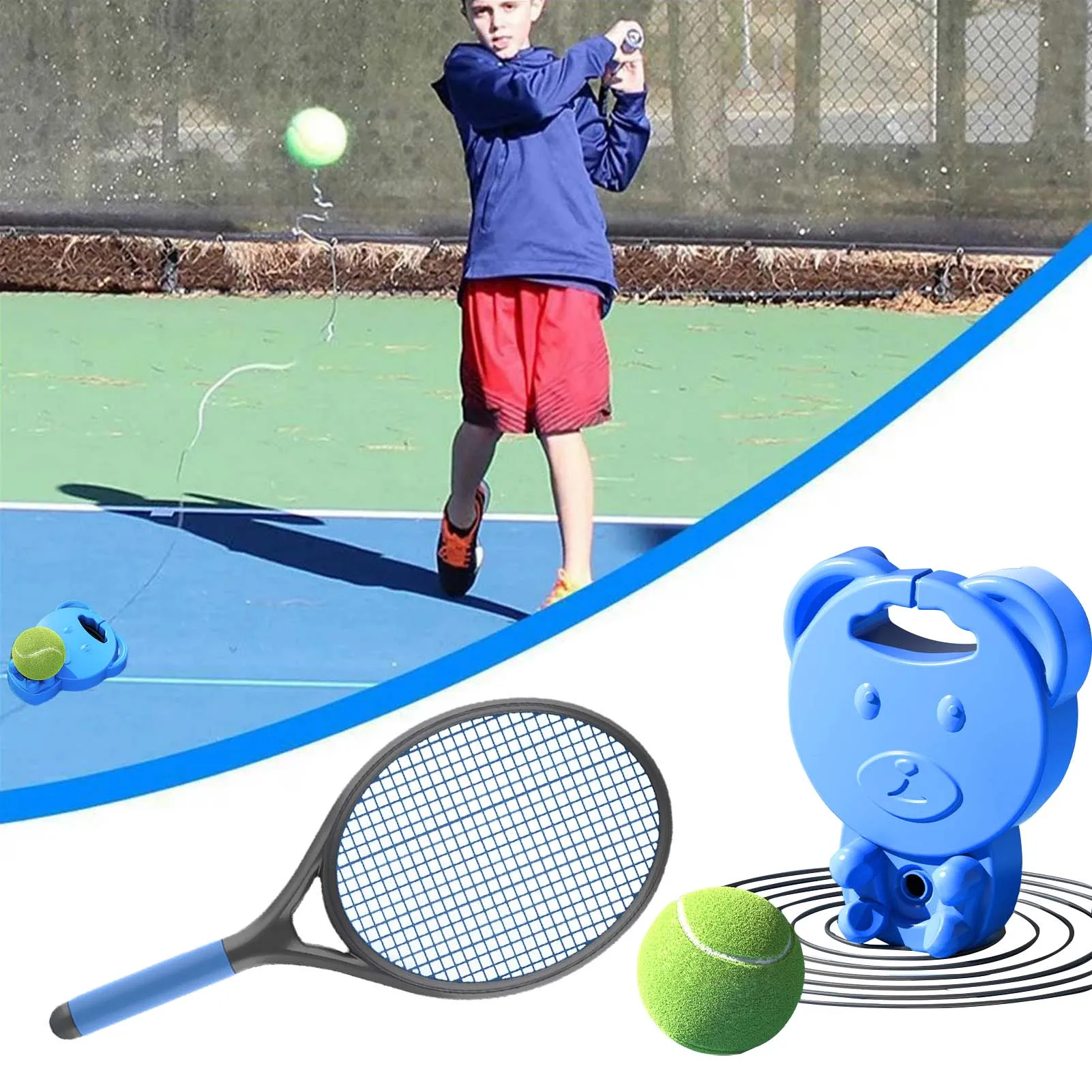 

Tennis Training Set Outdoor Sports Accessories Portable With Elastic Rope Ball Practice Self-Duty Rebound Partner Sparring Tools