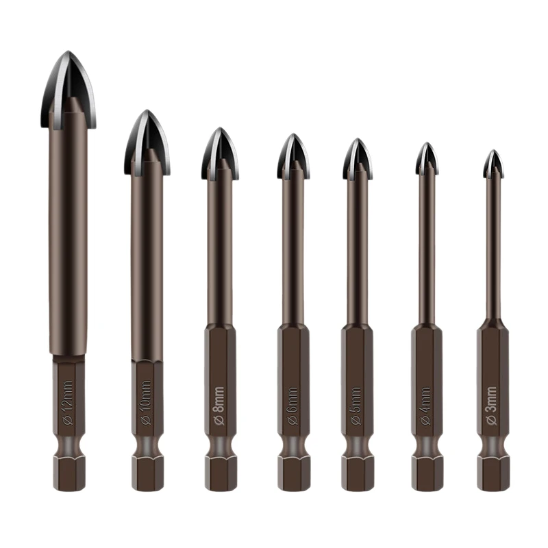 

7Pcs Cemented Carbide Drill Bit Tools Multifunction Bits For Ceramic Tile Concrete Brick Wall Glass