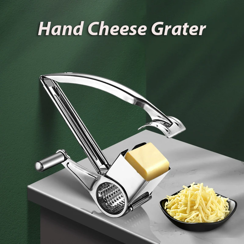 

430 Stainless Steel Cheese Grater with 3 cutters Household Kitchen Hand Rotation Creative for cheese nut baking tools