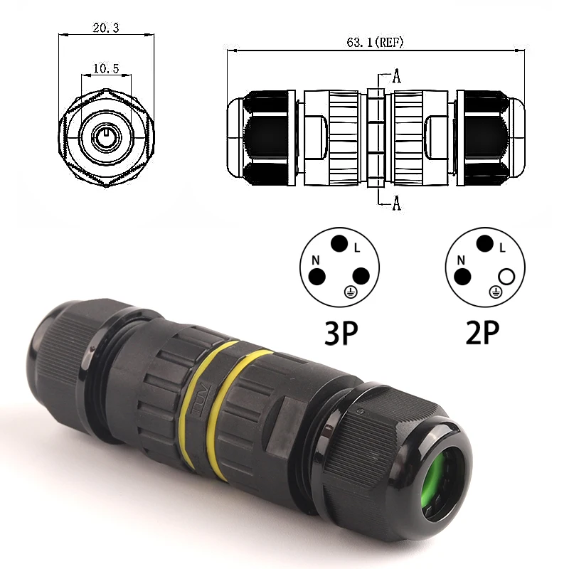 

2 /3 Pin M16 IP68 Waterproof Connector Electrical Terminal Adapter Connector Screw and Solderless connector for LED Light