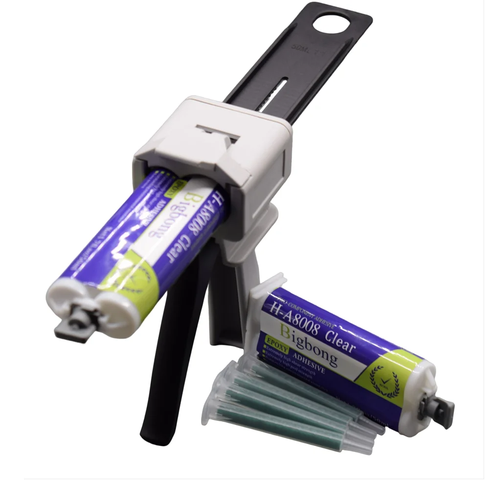 

2pcs Adhesives 50ml Epoxy AB Glue 1:1 Transparent Glues with 50ml AB Glue Guns 1:1 Caulking Gun and 4pcs Static Mixing Nozzles