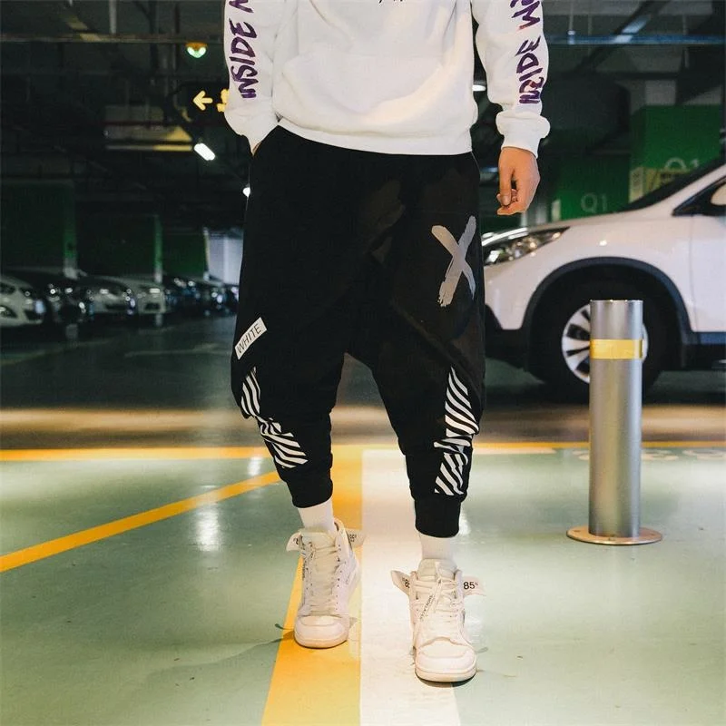 

Hip Hop Harem Pants Men Solid Elastic Waist Streetwear Joggers 2023 New Baggy Drop-crotch Casual Trousers Male