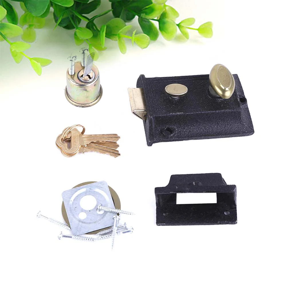 

1 Set Door Lock Premium Cast Iron Vintage Anti-theft Lock for Warehouses Factories Offices