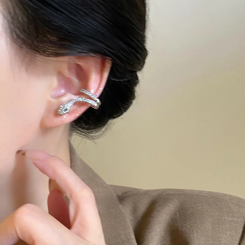 Golden Snake Zircon Stud Earrings Women Autumn and Winter Design High-End 2024 New Personali All-matching Ea...