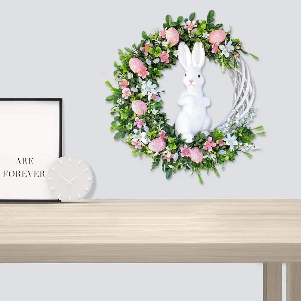 

2022 Happy Easter Bunny Garland Easter Wreath Door Wreath Decoration Easter Rabbit Hanging Hanging Ornament Artificial B4D5