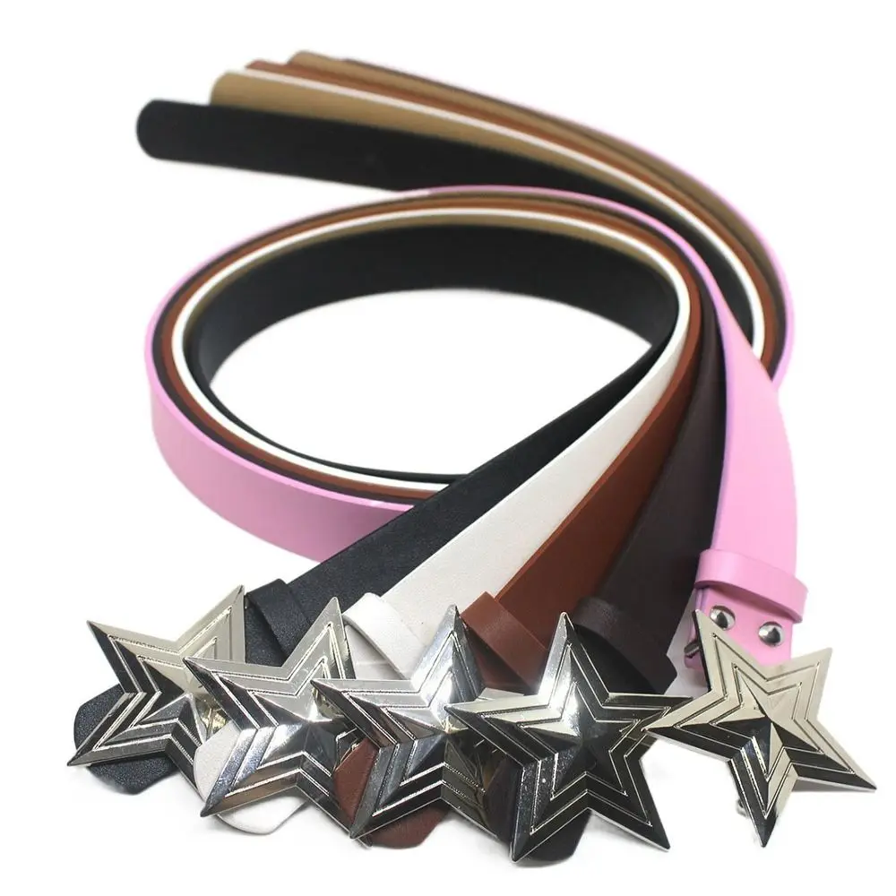 Decorative Width Waist Belt Waistband Accessories Retro Star Buckle Belt Waist Belt PU Leather Belt Pentagram Star Belt