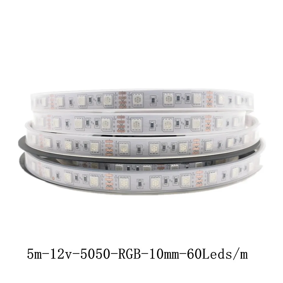 5m 5050 SMD RGB LED Strip led Ribbon Tape 60Leds/m DC12V 10mm PCB 5m/lot IP20 IP65 IP67 Flexible Home Decoration Lighting 5M |