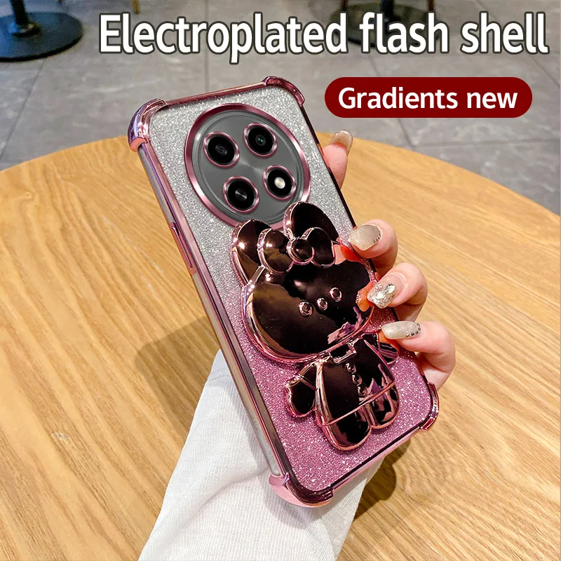 Для Realme 13 Pro Plus 9 5 C17 7i V25 V23 Narzo 50 N63 Чехол для телефона Розовый блестящий кролик