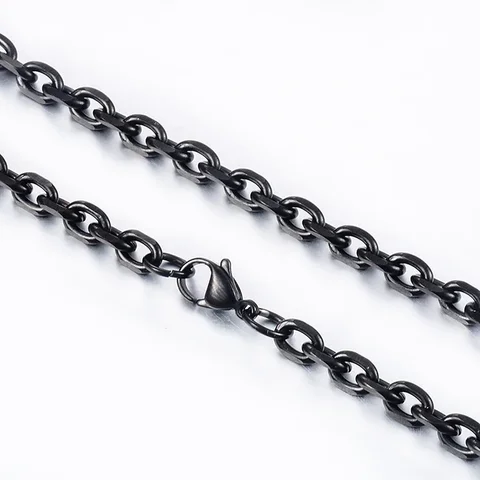 Venta caliente de acero inoxidable Cadena negra Fashion Varias longitudes de collares para hombres y mujeres