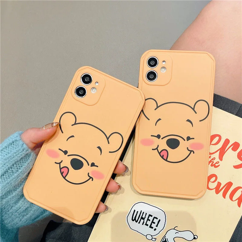 

Disney Winnie the Pooh Cute Cartoon Phone Cases For iPhone12 11 Pro Max XR XS MAX 8 X 7 SE 2022 Fashion Girls Silica gel Cover