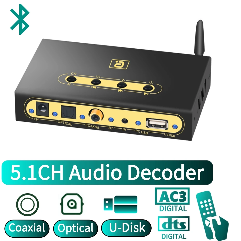Фото DA720 5.1-канальный аудиодекодер Bluetooth 5.0 Приемник DTS AC3 Адаптер Оптический коаксиальный U Play Конвертер PC-USB с дистанционным управлением №1