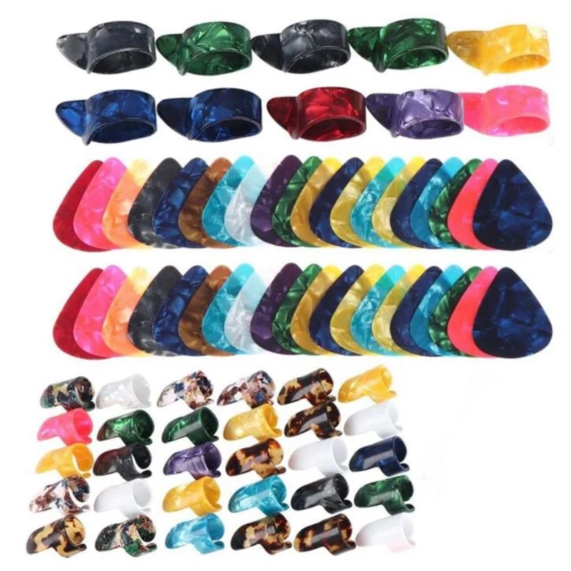 

80 Pieces Colorful Guitar Picks Finger Celluloid Picks Guitar Plectrum Thumb Picks Index Picks for Guitar Pick