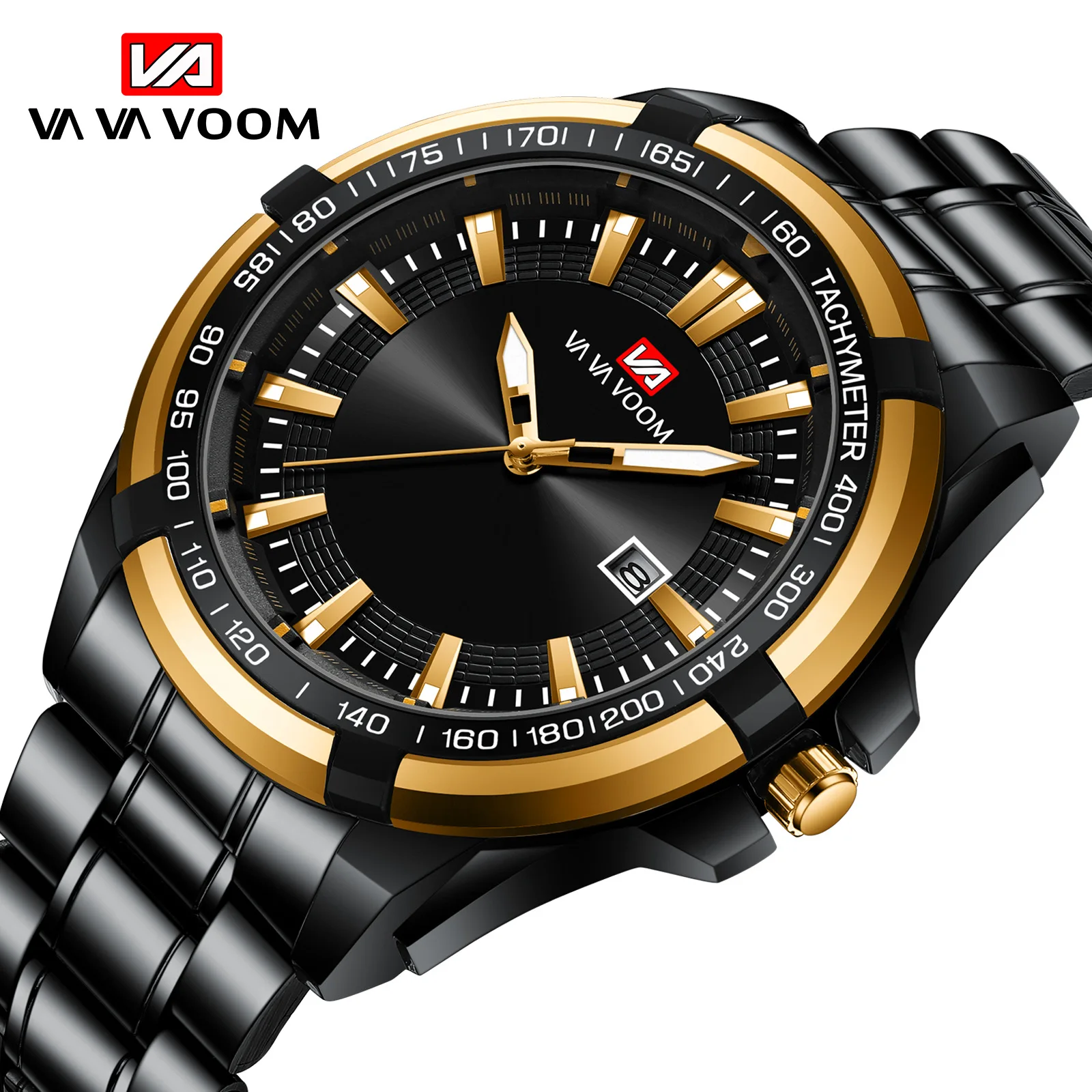 

2022 New Mens Waterproof Luminous Wristwatch Classic Design Fashion Business Black Gold Case Stainless Steel Quartz Mens Watches
