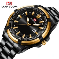 2022 new mens waterproof luminous wristwatch classic design fashion business black gold case stainless steel quartz mens watches
