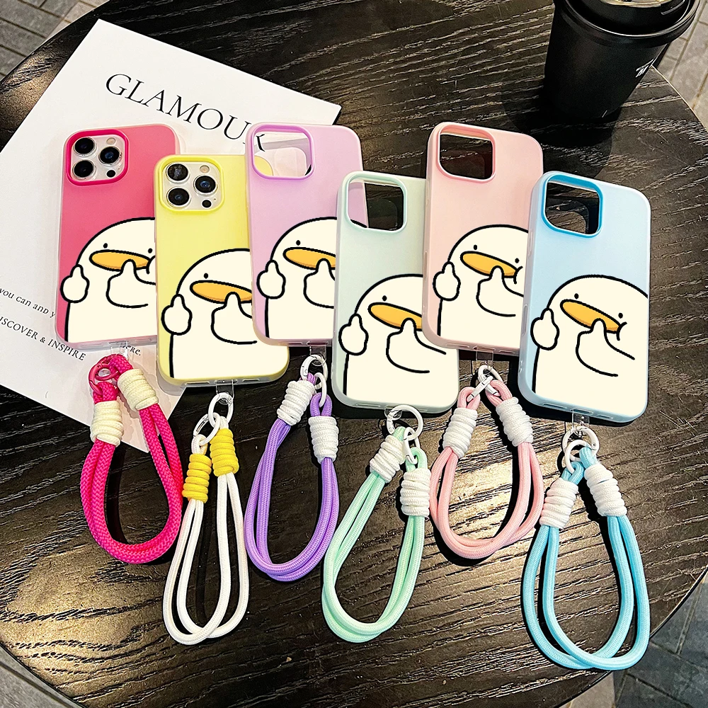 Фото Чехол для телефона Kawaii Cartoon Duck Jelly для Xiaomi 14 T 17 Pro Max 15T Pro Mi 11 Lite 5G, мягкий силиконовый матовый чехол с ремешком №5
