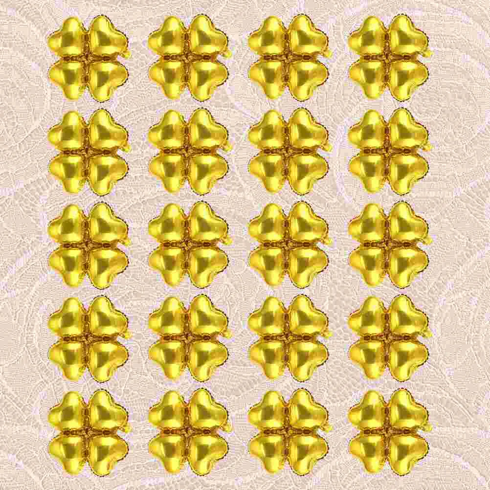 

50Pcs Lovely Heart Shape Four Leaf Foil Balloons Party Decor Balloon for Wedding Birthday Festival(Golden)
