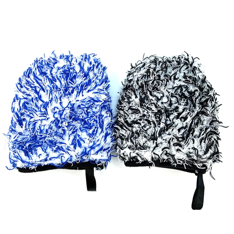 

2pcs Microfiber Car Wash Glove Double-Side Finger Pocket Car Wheel Wash Mitt for Car Cleaning Auto Detailing