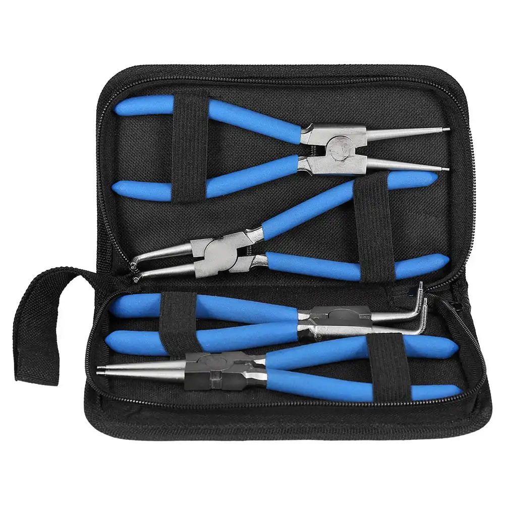 

4pc Professional 7 Internal External Straight Bent Circlip Snap Ring Pliers Set