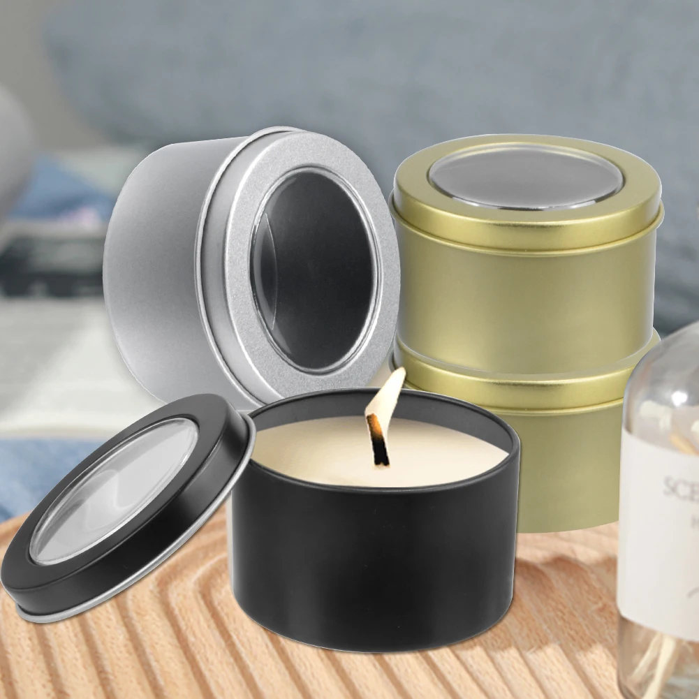 

Tins Jar For Cans Golden Cosmetics Balm Metal Tea Wax Candle Storage Box Black Container Tin Round Aluminum White Cream 104ml