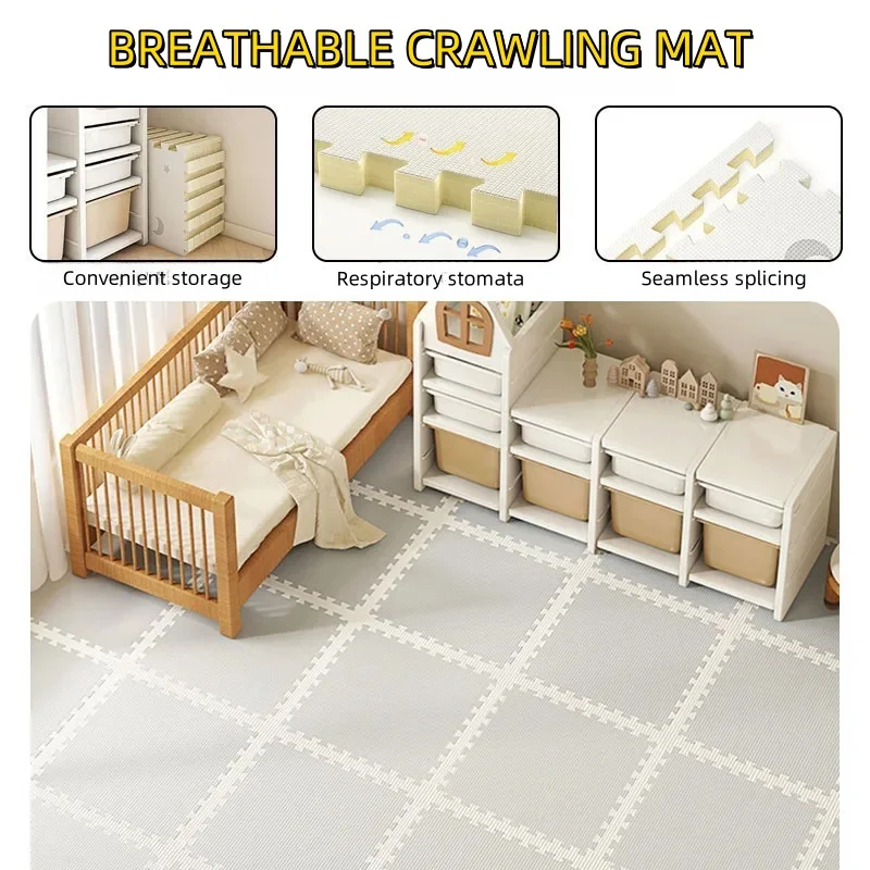 Фото Очень большой детский игровой коврик. Мягкие, толстые, нетоксичные поролоновые Чехлы, расширяемая плитка с краями, игровой коврик для младенцев и детей, коврик для живота №3