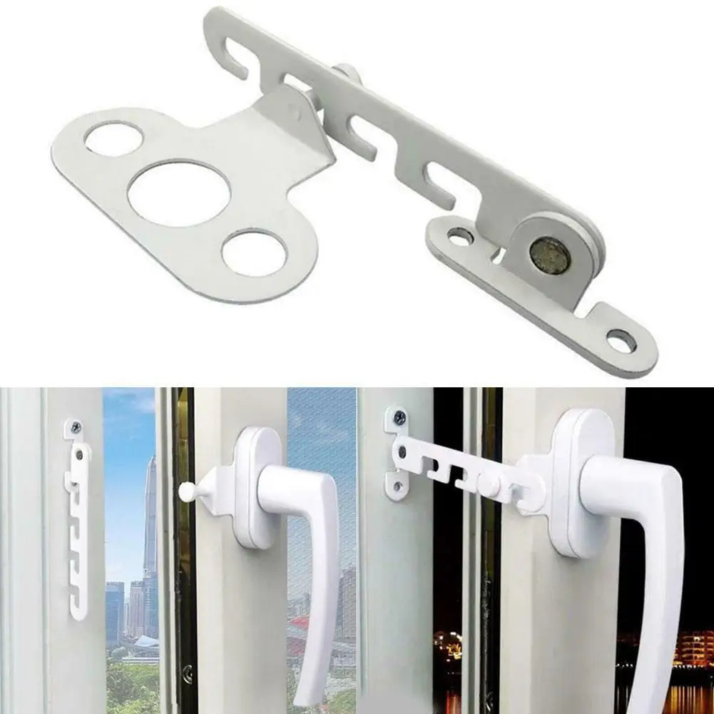 

Adjustable Window Limiter Latch Wind Brace Stay Position Stopper Casement Window Sash Blocking Lock Kids Baby Safety Protector