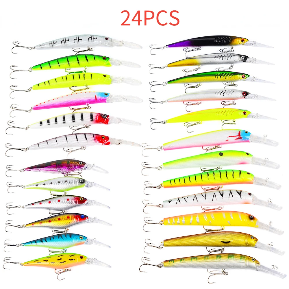 

24 шт./комплект, рыболовные приманки, 11-15,3 см
