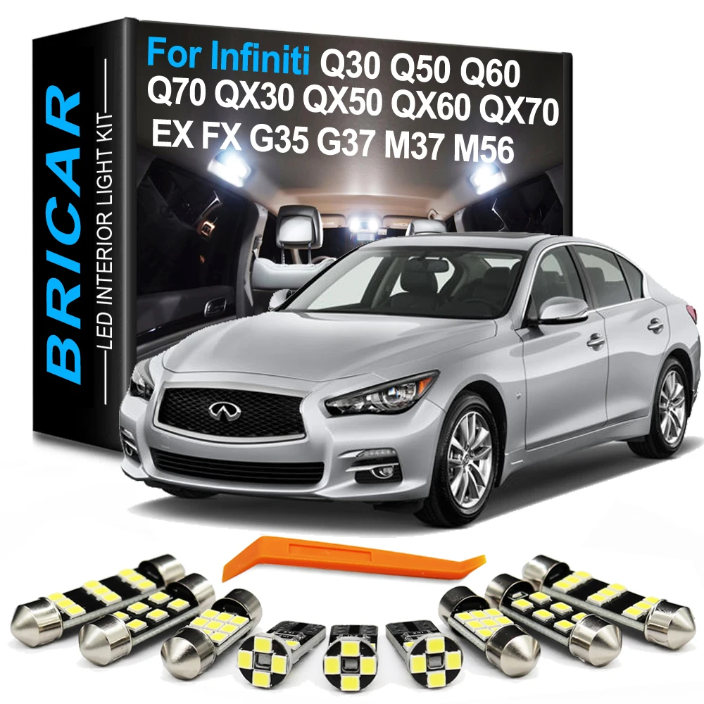 

Bricar Interior LED Light Kit For Infiniti Q30 Q50 Q60 Q70 QX30 QX50 QX56 QX60 QX70 QX80 FX35 FX37 EX35 EX37 G35 G37 M35 M37 M56