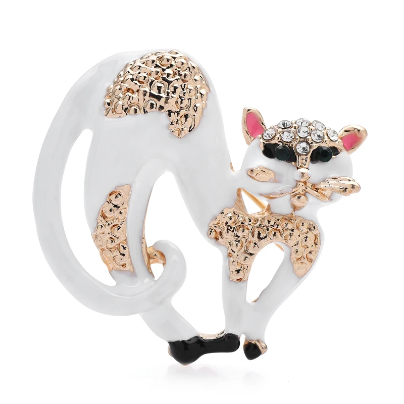 

Wuli&baby Lovely Enamel Cat Brooches For Women Men 2-color Pets Animal Party Causal Brooch Pin Gifts