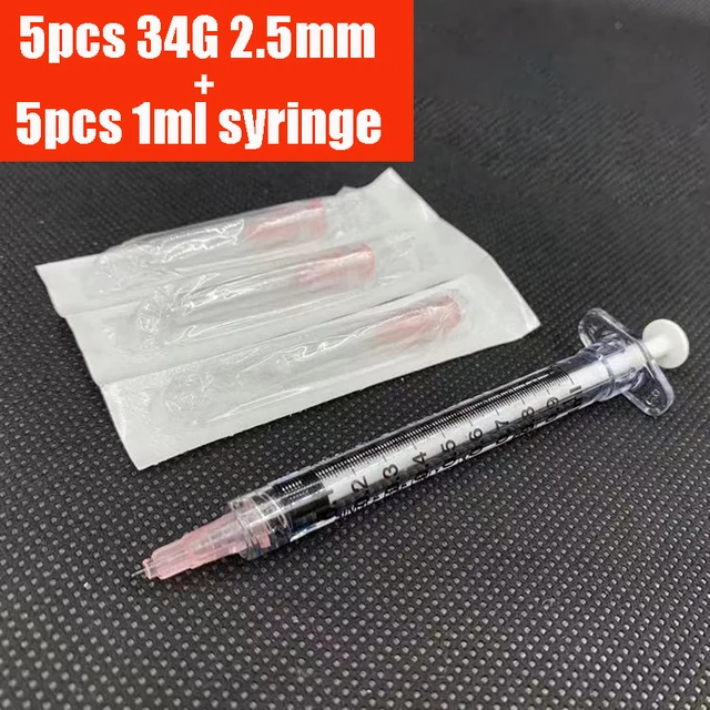 2.5mm 34G Lip Injection Microneedle Syringe for HA Injection Water Syringe Remove Wrinkle Hyaluronic Acid Lip Injection Tools