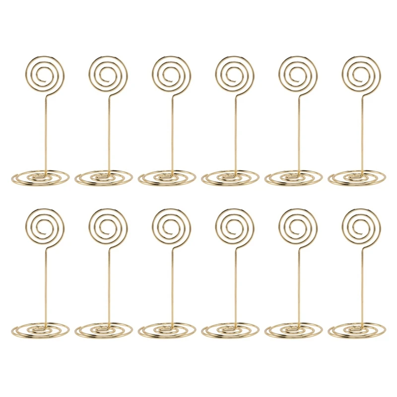 

72 Pack Table Number Card Holders Photo Holder Stands Place Paper Menu Clips, Circle Shape (Gold)