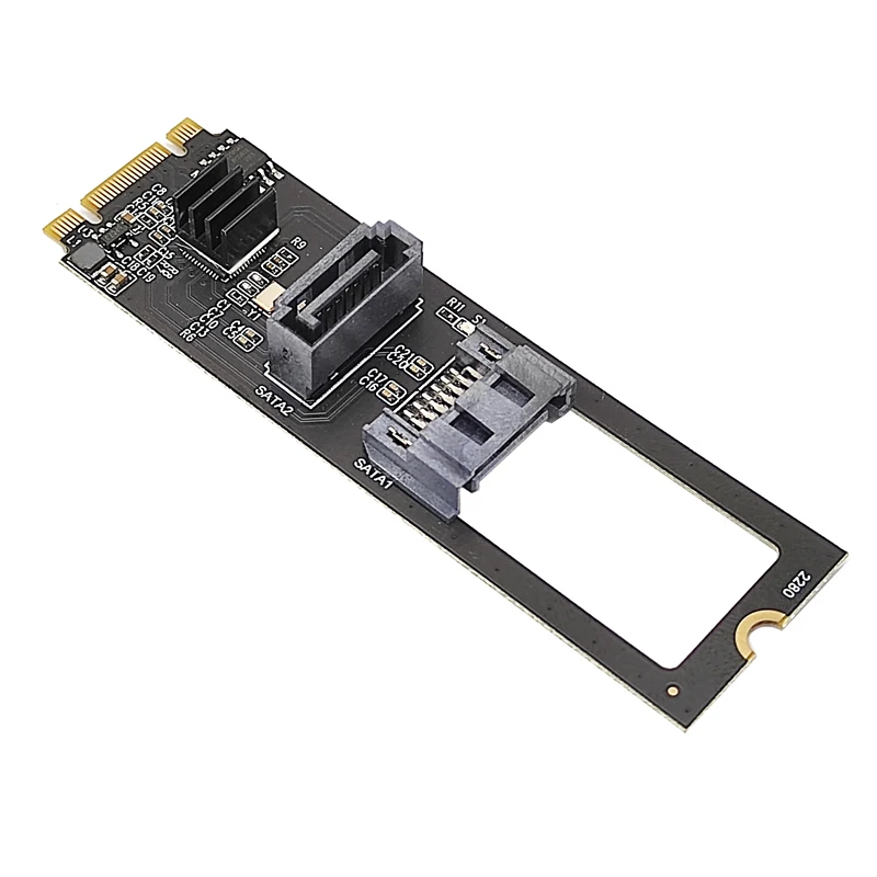 Переходная карта NVME в двойной контроллер SATA M.2 SATA3.0 6G Конвертер жесткого диска Key-M