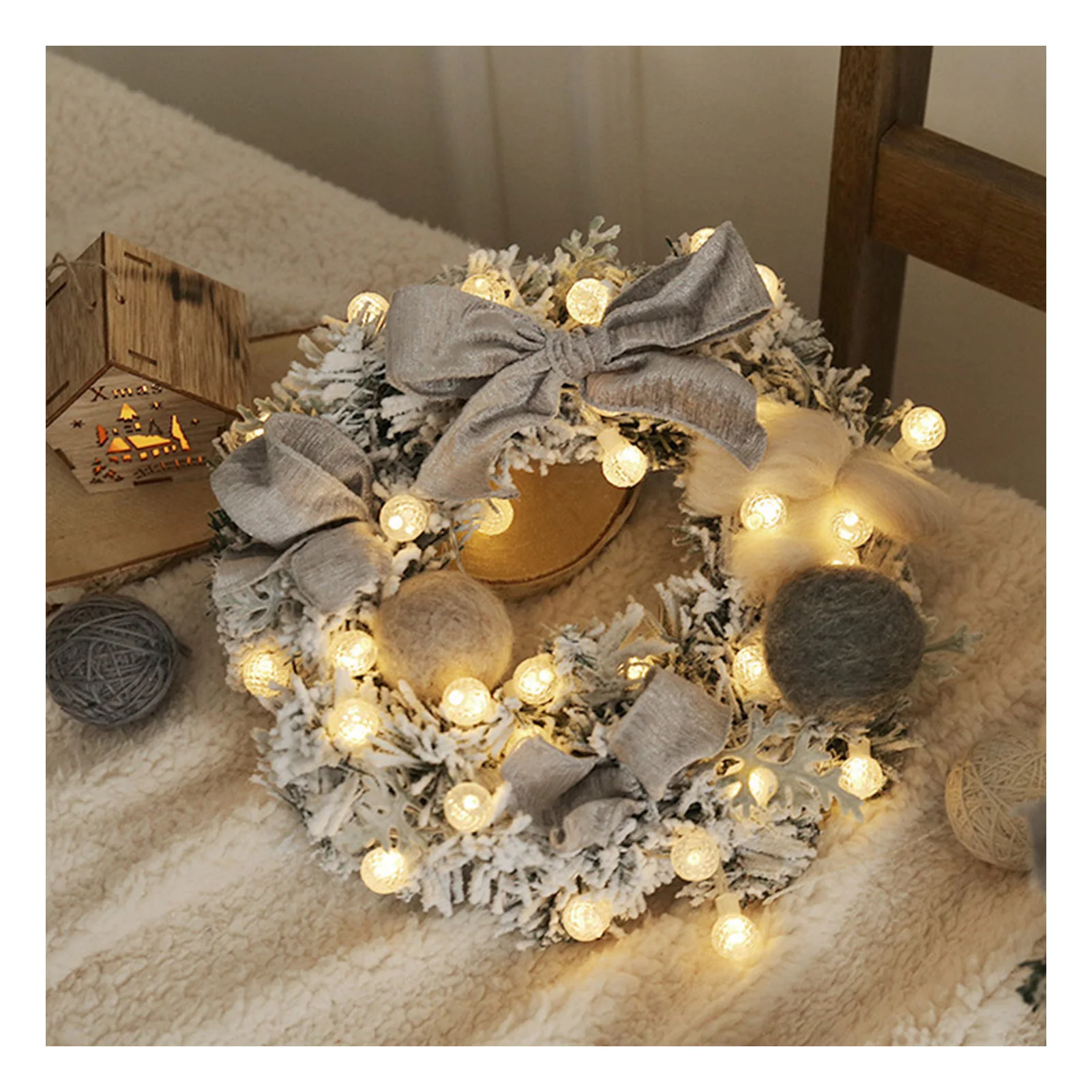 

Рождественский искусственный ротанговый цветок, твердый искусственный бархатный цветок, ель, Рождественский венок для передней двери, окн...