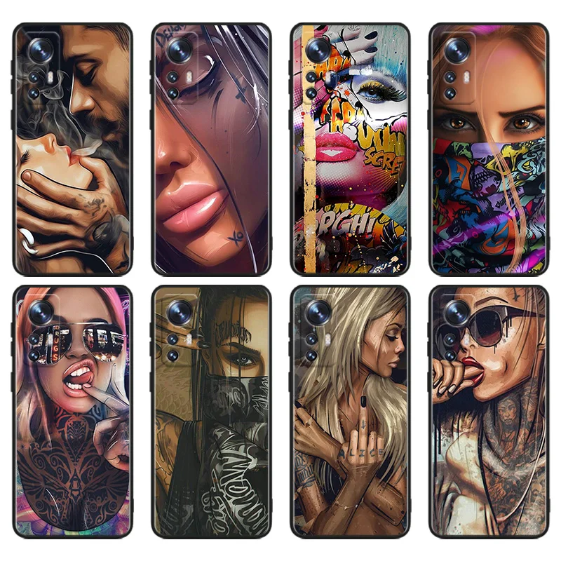 

Sexy Sleeve Tattoo Girl Phone Case For Xiaomi Mi 12T 12S 12X 11i 11X 11T 11 10T 10S Ultra Pro Lite Black Soft Cover