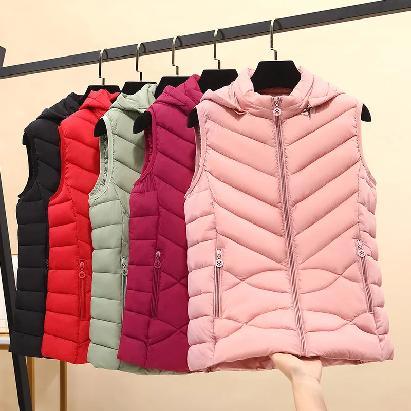 

New Autumn Winter Women Cotton Padded Puffer Vests Coat Sleeveless Parkas Short Jacket Female Waistcoat Warm Chaleco Mujer 5XL