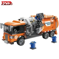 xingbao city sanitation garbage truck vehicle model building blocks cleaning car assemble bricks toy for kids christmas gifts