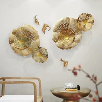 new chinese style fish wall decor lotus leaf iron art room decor wall decoration living room decoration background pendant