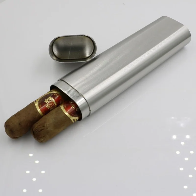 

Double Cigar Tube Humidor Thickened Stainless Steel Smoking Set Smoking Accessories Cool Gadgets